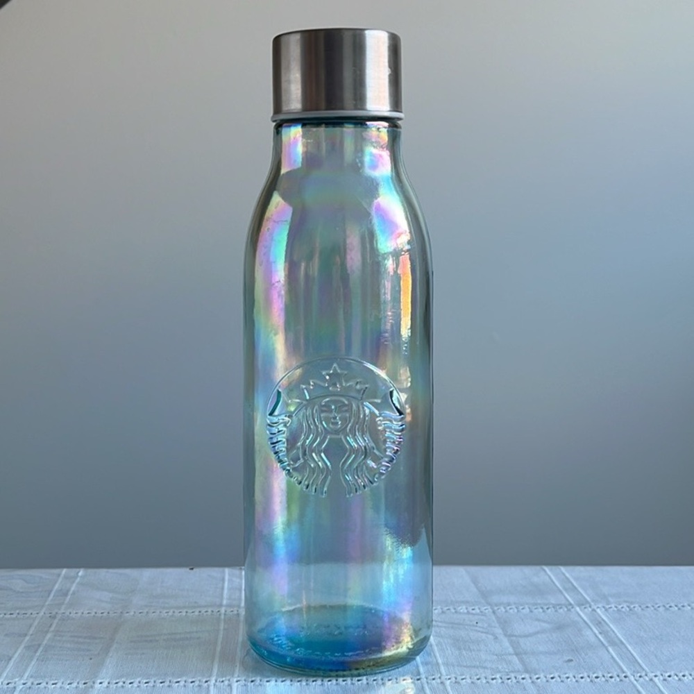 STARBUCKS GLASS WATER BOTTLE - 20 fl.oz (591ml) Glass water bottle - with lid